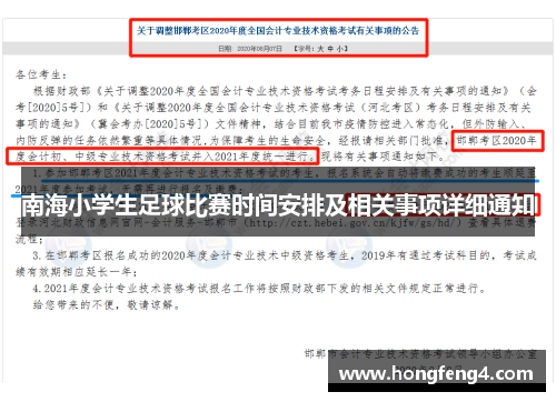 南海小学生足球比赛时间安排及相关事项详细通知